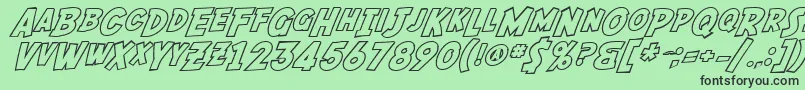 SF Fedora Outline-fontti – mustat fontit vihreällä taustalla