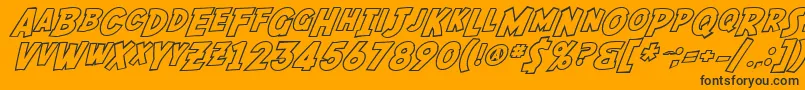 SF Fedora Outline-fontti – mustat fontit oranssilla taustalla