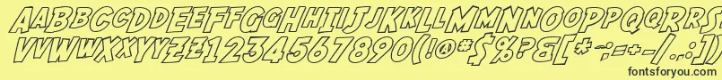 SF Fedora Outline-Schriftart – Schwarze Schriften auf gelbem Hintergrund