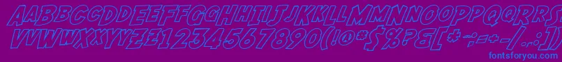 フォントSF Fedora Outline – 紫色の背景に青い文字