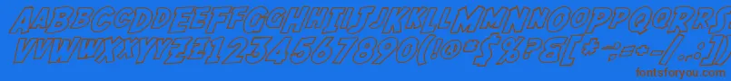 Czcionka SF Fedora Outline – brązowe czcionki na niebieskim tle
