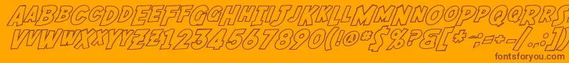 Weitere Informationen zur SF Fedora Outline-Schriftart SF Fedora Outline-Schriftart – Braune Schriften auf orangefarbenem Hintergrund
