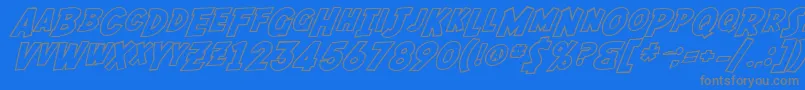 SF Fedora Outline-fontti – harmaat kirjasimet sinisellä taustalla