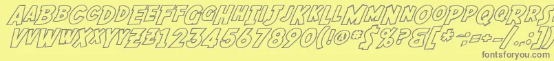 SF Fedora Outline-fontti – harmaat kirjasimet keltaisella taustalla