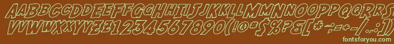 SF Fedora Outline Font – Green Fonts on Brown Background