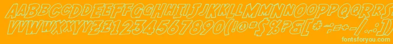 SF Fedora Outline-fontti – vihreät fontit oranssilla taustalla