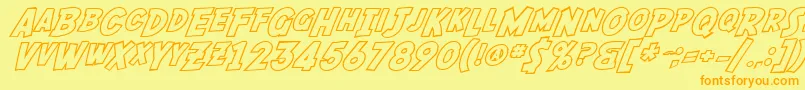 SF Fedora Outline-fontti – oranssit fontit keltaisella taustalla