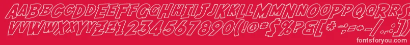 Шрифт SF Fedora Outline – розовые шрифты на красном фоне