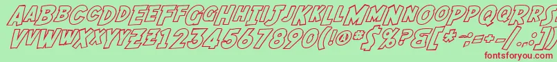 SF Fedora Outline-Schriftart – Rote Schriften auf grünem Hintergrund