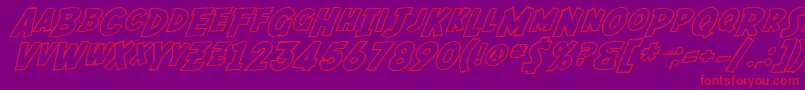 フォントSF Fedora Outline – 紫の背景に赤い文字