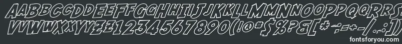 SF Fedora Outline-fontti – valkoiset fontit mustalla taustalla