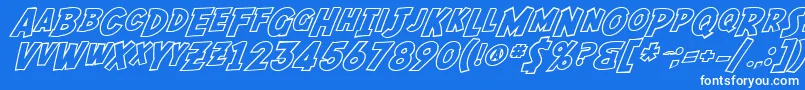 SF Fedora Outline-Schriftart – Weiße Schriften auf blauem Hintergrund