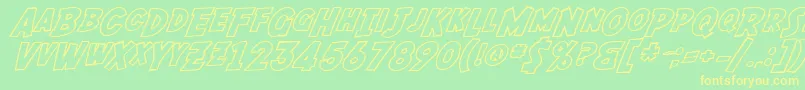 SF Fedora Outline-Schriftart – Gelbe Schriften auf grünem Hintergrund