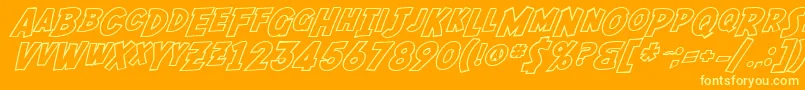 フォントSF Fedora Outline – オレンジの背景に黄色の文字