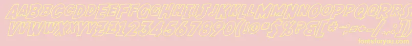 Fonte SF Fedora Outline – fontes amarelas em um fundo rosa