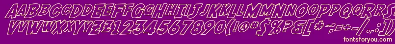 Fonte SF Fedora Outline – fontes amarelas em um fundo roxo