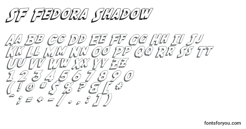 SF Fedora Shadow-fontti – aakkoset, numerot, erikoismerkit