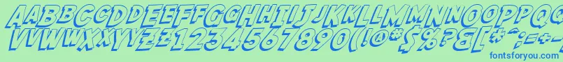 SF Fedora Shadow Font – Blue Fonts on Green Background