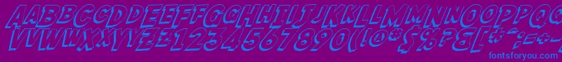 SF Fedora Shadow-Schriftart – Blaue Schriften auf violettem Hintergrund