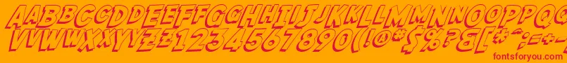 フォントSF Fedora Shadow – オレンジの背景に赤い文字