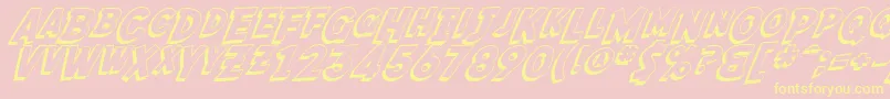 SF Fedora Shadow-Schriftart – Gelbe Schriften auf rosa Hintergrund