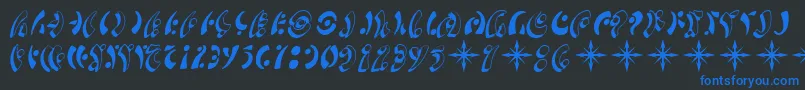 SF Fedora Symbols Font – Blue Fonts on Black Background