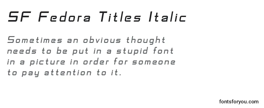 Przegląd czcionki SF Fedora Titles Italic