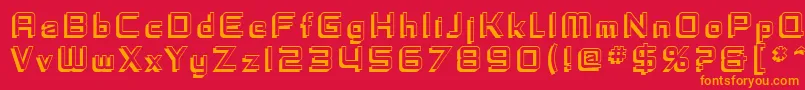 フォントSF Fedora Titles Shadow – 赤い背景にオレンジの文字
