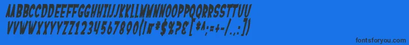 SF Ferretopia Bold Oblique-Schriftart – Schwarze Schriften auf blauem Hintergrund