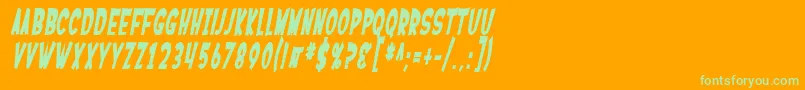 SF Ferretopia Bold Oblique-Schriftart – Grüne Schriften auf orangefarbenem Hintergrund