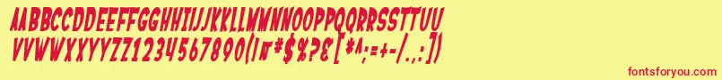 SF Ferretopia Bold Oblique-Schriftart – Rote Schriften auf gelbem Hintergrund
