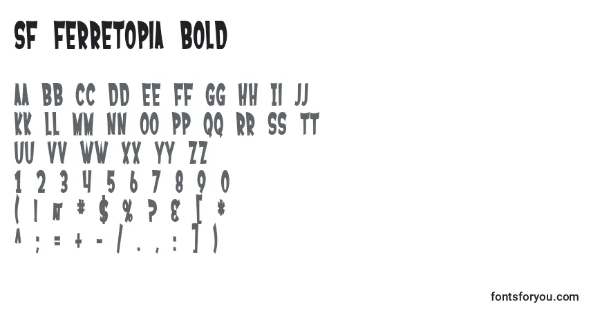 A fonte SF Ferretopia Bold – alfabeto, números, caracteres especiais