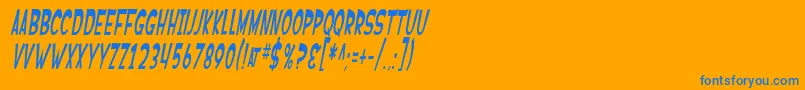 フォントSF Ferretopia Oblique – オレンジの背景に青い文字