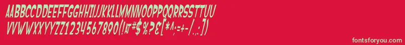 フォントSF Ferretopia Oblique – 赤い背景に緑の文字