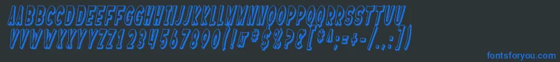 SF Ferretopia Shaded Oblique Font – Blue Fonts on Black Background