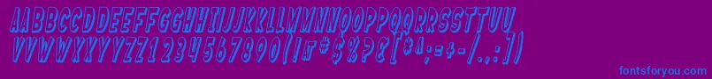 フォントSF Ferretopia Shaded Oblique – 紫色の背景に青い文字