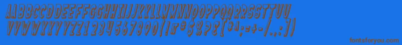 SF Ferretopia Shaded Oblique Font – Brown Fonts on Blue Background