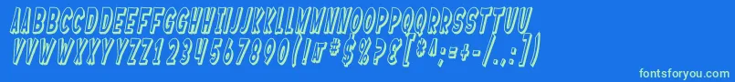 SF Ferretopia Shaded Oblique Font – Green Fonts on Blue Background