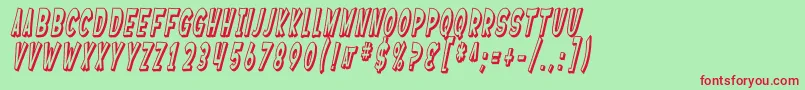 SF Ferretopia Shaded Oblique-Schriftart – Rote Schriften auf grünem Hintergrund