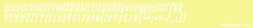 SF Ferretopia Shaded Oblique-Schriftart – Weiße Schriften auf gelbem Hintergrund