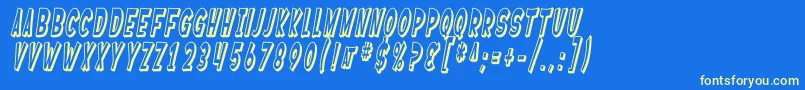 SF Ferretopia Shaded Oblique Font – Yellow Fonts on Blue Background