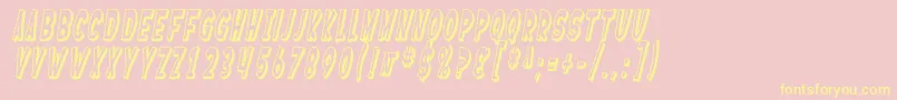 Шрифт SF Ferretopia Shaded Oblique – жёлтые шрифты на розовом фоне