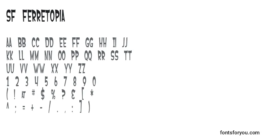 Czcionka SF Ferretopia – alfabet, cyfry, specjalne znaki