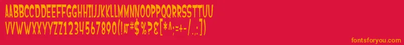 フォントSF Ferretopia – 赤い背景にオレンジの文字