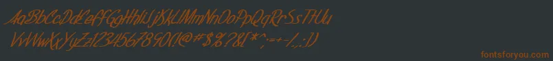 フォントSF Foxboro Script Bold Italic – 黒い背景に茶色のフォント