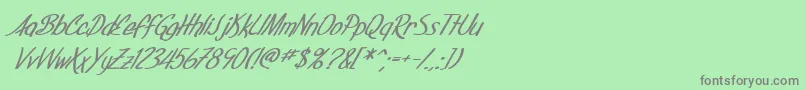 フォントSF Foxboro Script Bold Italic – 緑の背景に灰色の文字