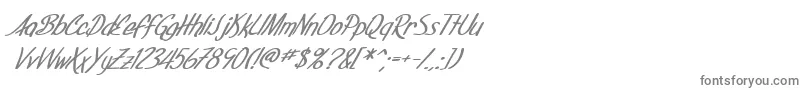 Fonte SF Foxboro Script Bold Italic – fontes cinzas em um fundo branco