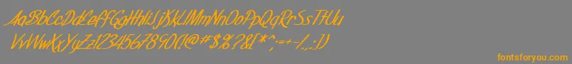 SF Foxboro Script Bold Italic-fontti – oranssit fontit harmaalla taustalla