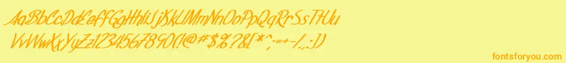 Czcionka SF Foxboro Script Bold Italic – pomarańczowe czcionki na żółtym tle