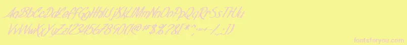 SF Foxboro Script Bold Italic-Schriftart – Rosa Schriften auf gelbem Hintergrund